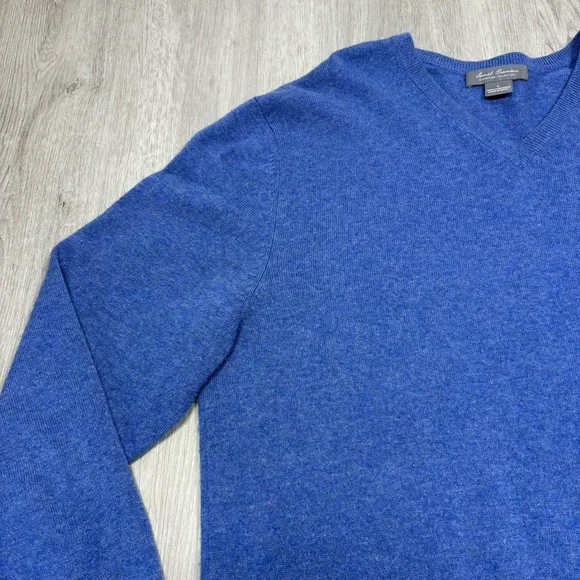 2 Daniel Cremieux Sweater Mens Large Black Cashmere V Neck Classic Pullover Blue - Picture 5 of 16